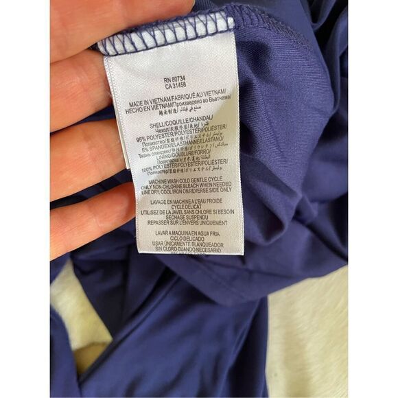 Max and Cleo Elegant Solid Navy Blue 3/4 Sleeve Ruched Faux Wrap Dress S - Picture 6 of 8